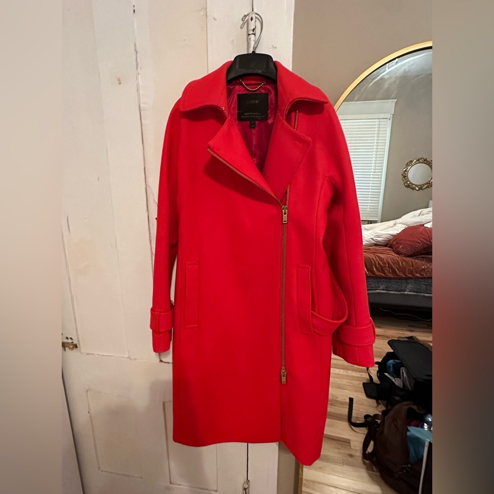 Jcrew merino wool size 2 red long coat